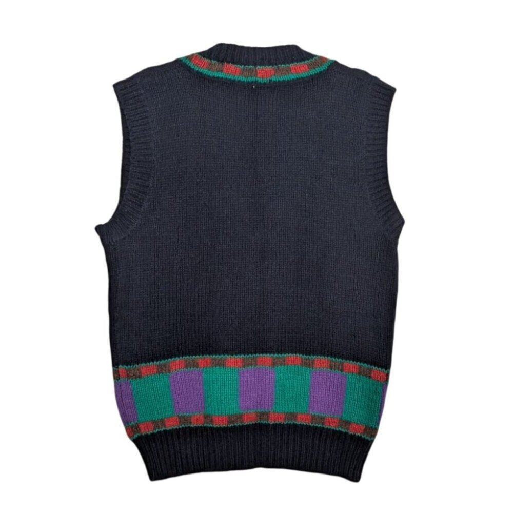 Vintage Mika Wool Sweater Vest Womens Size Medium Blue Knit V Neck Sleeveless - Picture 6 of 9